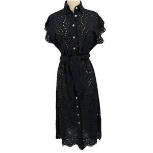 Natalie Martin Harper Maxi Dress Black Eyelet Size Small NWT READ